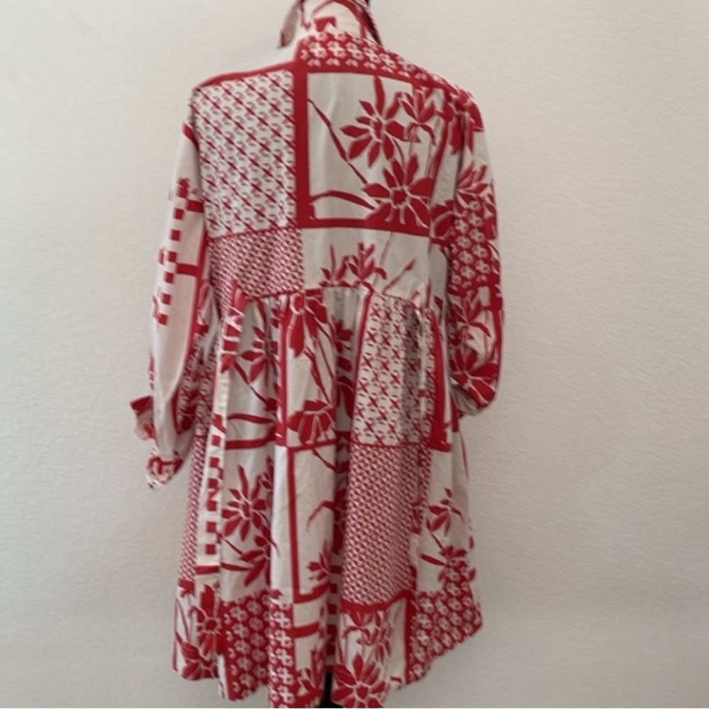Maeve Anthropologie Red White Shirt Dress size M perfect vacation/lunch/party - Picture 4 of 5